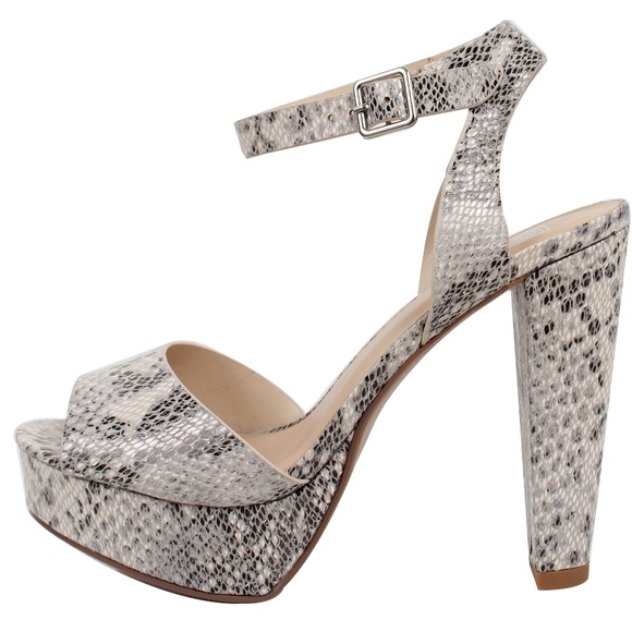 Shoes - Size 5.5 Beige Python Open Toe Ankle Strap Block